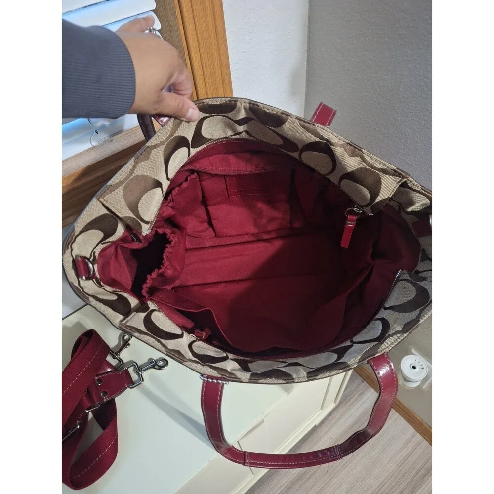 Coach Large Diaper Bag brown red/burgundy